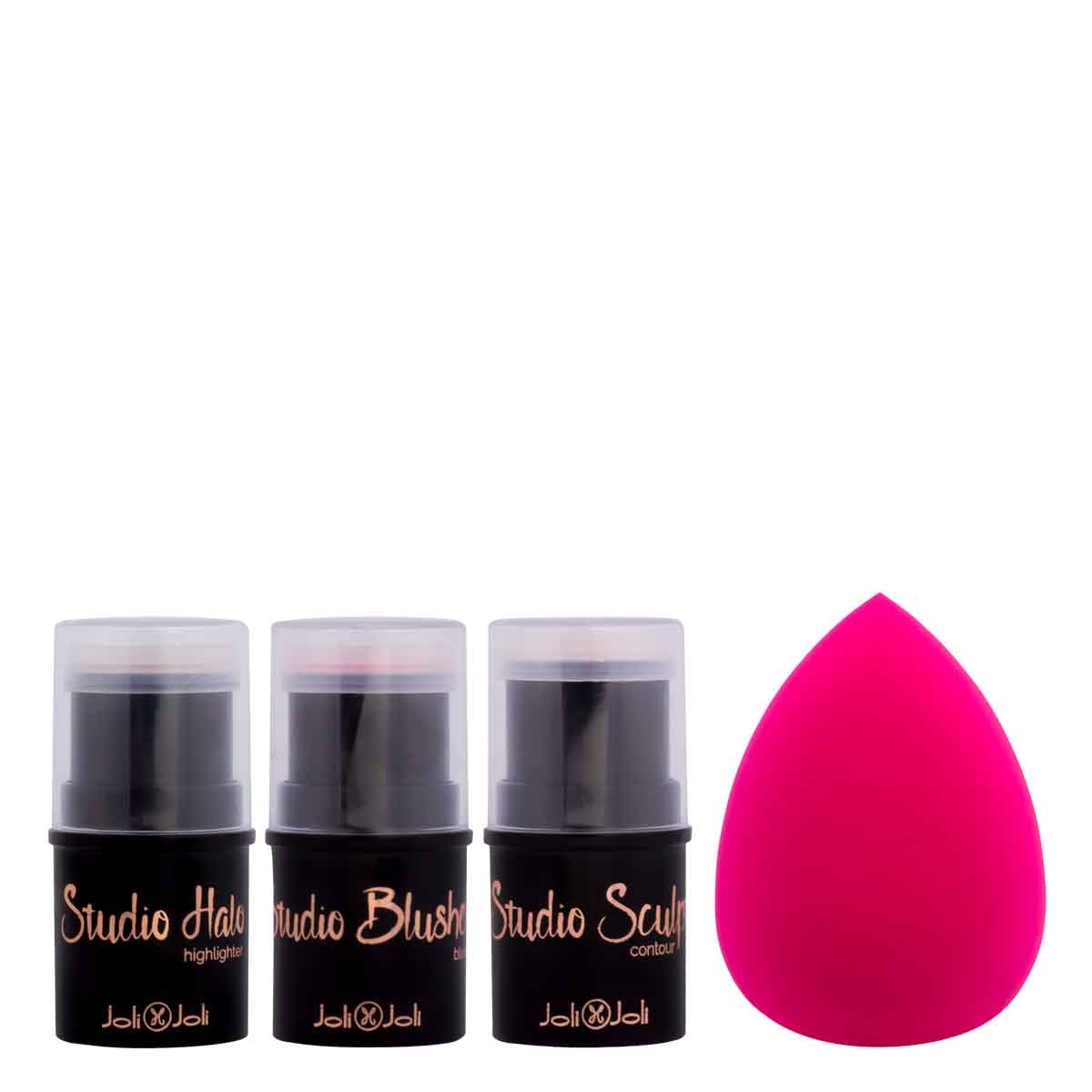 CONTORNO • BLUSH • ILUMINADOR Contour Secrets Trio Stick & Sponge Set