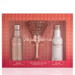 Kit Perfume Pepe Jeans For Her - Eau de Parfum Feminino 30ml + Loção Corporal 50ml + Gel de Banho 50ml