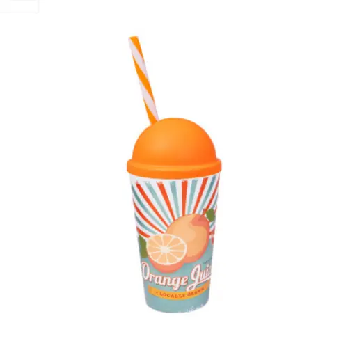 Copo Herevin com Tampa e Canudo Orange Juice