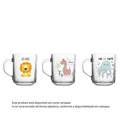 Caneca de Vidro Herevin Infantil - Estampas Sortidas