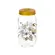 Pote de Vidro Herevin Redondo Com Tampa Gold Flower