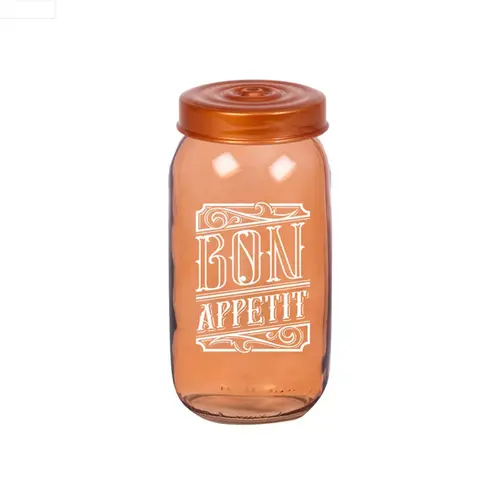 Pote de Vidro Herevin Redondo Com Tampa Bronze Bon Appetit