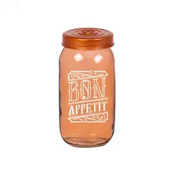 Pote de Vidro Herevin Redondo Com Tampa Bronze Bon Appetit