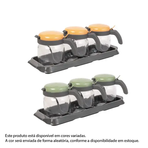 Pote de Vidro Herevin Multiuso com Colher 370ml - Cores Sortidas