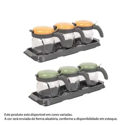 Pote de Vidro Herevin Multiuso com Colher 370ml - Cores Sortidas
