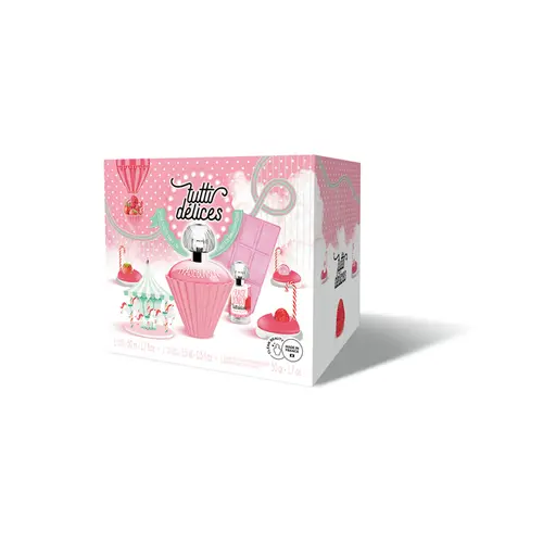 Kit Corania Tutti Delices Fraise Bonbon Set Eau de Toilette 50ml + Miniatura 15ml + Barra de Espuma 50g