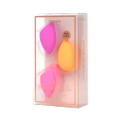 Estojo de Esponja Cala - Trio de Esponjas Para Maquiagem Blending Rosa, Laranja e Lilás