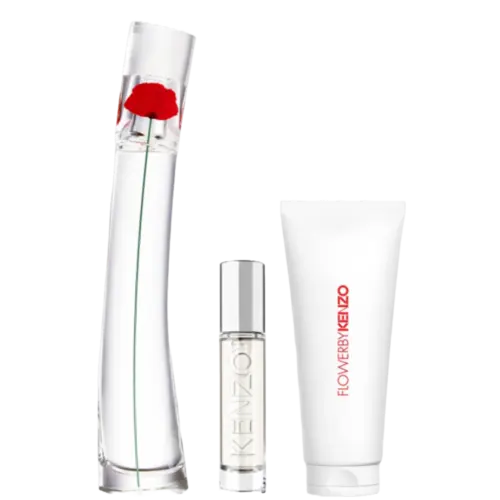 Kit Perfume Kenzo Flower By Kenzo Eau de Parfum 50ml + Travel Spray 10ml + Hidratante Corporal 75ml