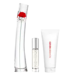 Kit Perfume Kenzo Flower By Kenzo Eau de Parfum 50ml + Travel Spray 10ml + Hidratante Corporal 75ml