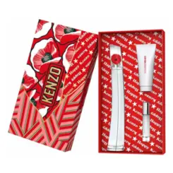 Kit Perfume Kenzo Flower By Kenzo Eau de Parfum 100ml + Travel Spray 10ml + Hidratante Corporal 75ml