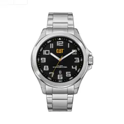 Relógio Caterpillar Analógico Fundo Preto com Pulseira de Metal Prata