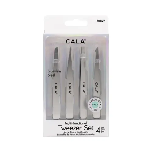 Conjunto de Pinças Cala - Depilação Para Sobrancelhas Com 4 Peças