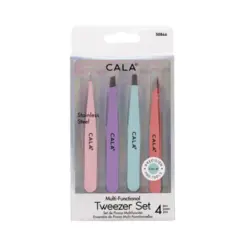 Conjunto de Pinças Cala - Depilação Para Sobrancelhas Com 4 Peças Multicor