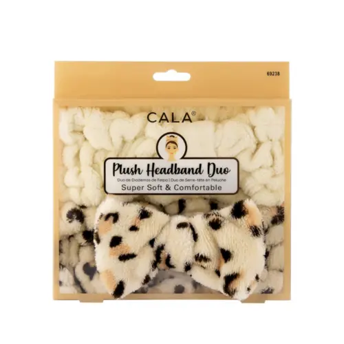 Conjunto de Faixas Cala - Pelúcia Para Cabelo Com Laço Bege e Leopardo