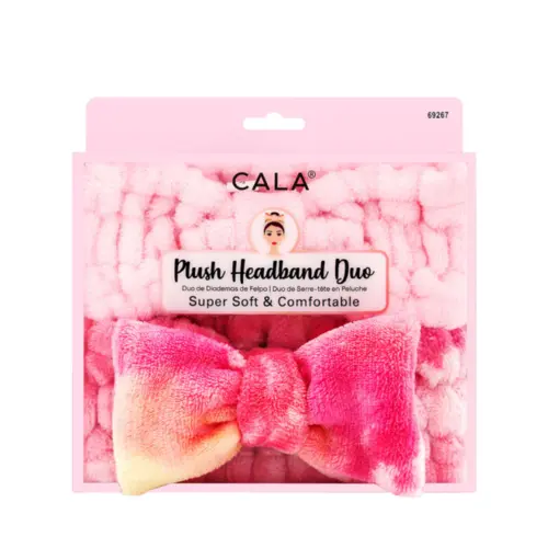 Conjunto de Faixas Cala - Pelúcia Para Cabelo Com Laço Rosa Pink e Rosa Tie Dye