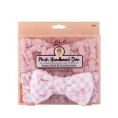 Conjunto de Faixas Cala - Pelúcia Para Cabelo Com Laço Rosa Pink e Xadrez