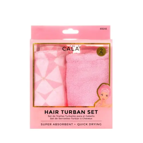 Kit Cala Com 2 Toalhas Para Cabelo - Geométrico e Rosa Pink