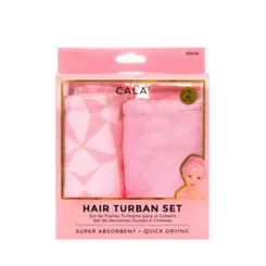 Kit Cala Com 2 Toalhas Para Cabelo - Geométrico e Rosa Pink
