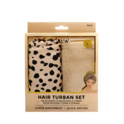 Kit Cala Com 2 Toalhas Para Cabelo - Guepardo e Bege