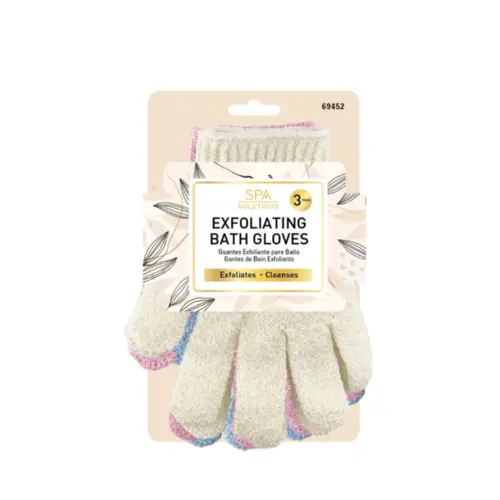 Trio de Luvas Cala Esfoliantes - Creme, Rosa Pink e Azul Claro