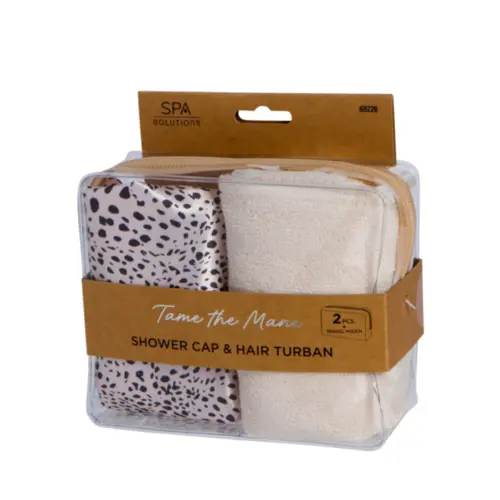 Conjunto Cala Toalha Para Cabelo e Touca - Cheeta