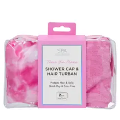Conjunto Cala Com Toalha Para Cabelo e Touca - Rosa Choque