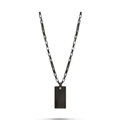 Colar Masculino Caterpillar Carbon Pingente de Aço Preto 60cm