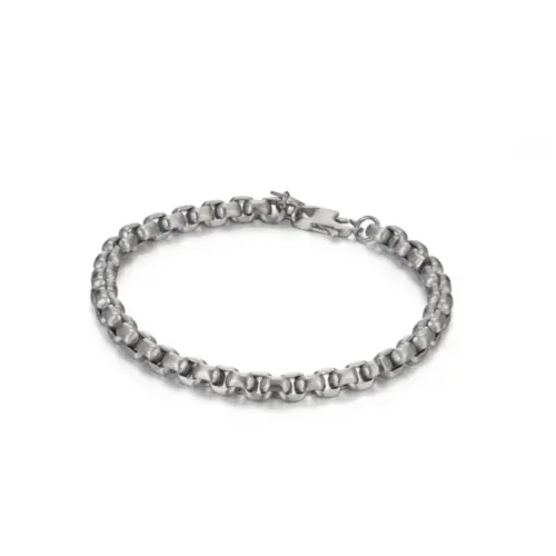 Pulseira Masculina Caterpillar Chains Corrente de Aço Prata de 22cm