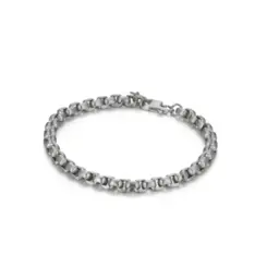 Pulseira Masculina Caterpillar Chains Corrente de Aço Prata de 22cm