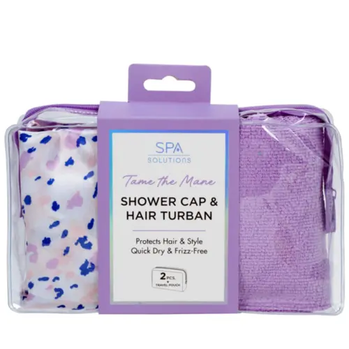 Conjunto Cala Toalha Para Cabelo e Touca - Pink Leop