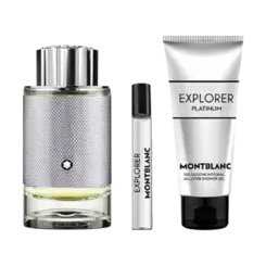 Kit Perfume Montblanc Explorer Platinum Eau de Parfum 100ml + Travel Spray 7,5ml + Shower Gel 100ml Masculino