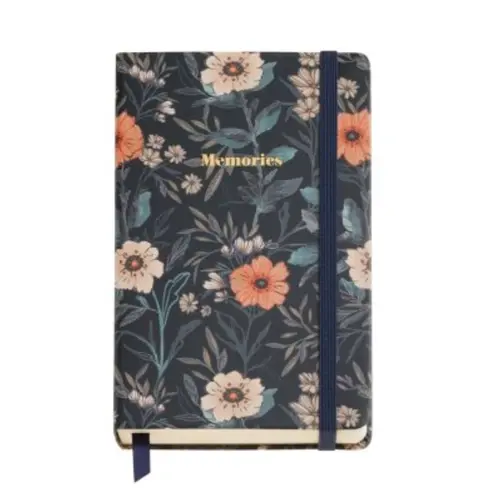 Caderno de Anotação Miquelrius de 200 Páginas Florido Com Elástico Azul
