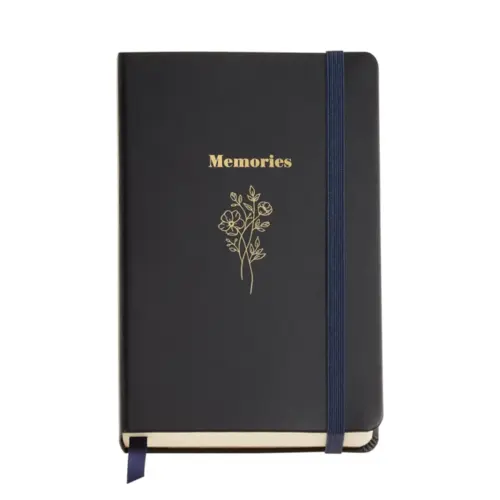 Caderno de Anotação Miquelrius Memories de 100 Páginas Preto Com Elástico Azul