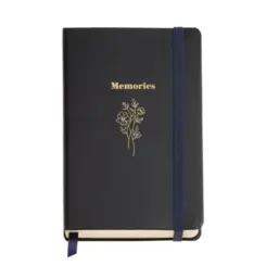 Caderno de Anotação Miquelrius Memories de 100 Páginas Preto Com Elástico Azul
