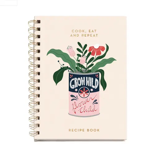 Caderno de Receita Miquelrius Cook Eat Repeat de 160 Páginas Bege