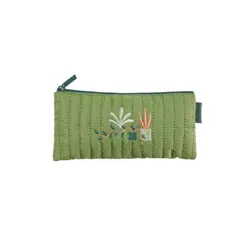 Necessaire Miquelrius Bordado Verde Floral 21x10cm