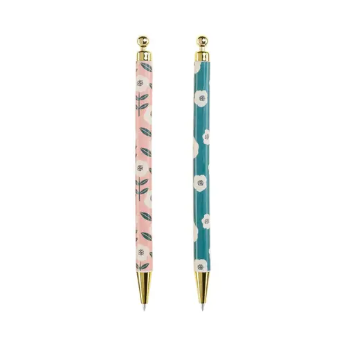 Jogo de Canetas Miquelrius Com 2 Peças Tinteiro Floral da Cor Azul e Preto 0,5mm