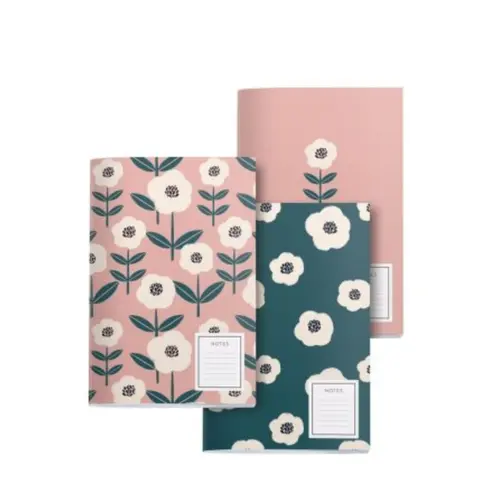 Jogo de Caderno Miquelrius Rose Floral Com 3 Peças de 64 Páginas Ponteado