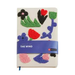 Caderno Miquelrius A5 de 160 Páginas Liso e Bordado de Lã Bege Floral