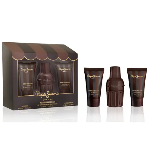 Kit Perfume Pepe Jeans Addictive Indulgence For Him - Eau de Parfum Masculino 30ml + Loção Pós Barba 50ml + Gel de Banho 50ml