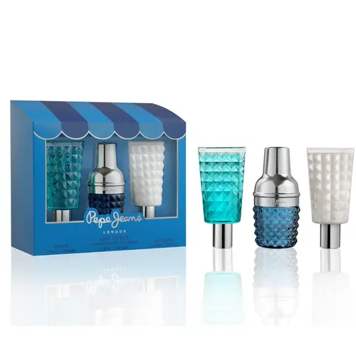 Kit Perfume Pepe Jeans London For Him - Eau de Toilette Masculino 30ml + Loção Pós Barba 50ml + Gel de Banho 50ml