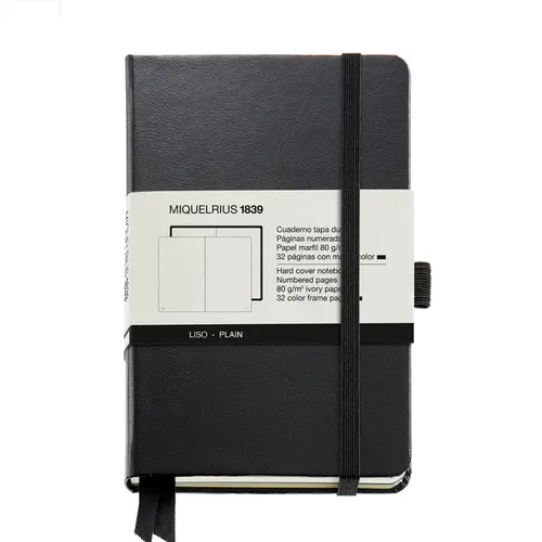 Caderno Miquelrius Preto Cromado Com Elástico 9x14mm