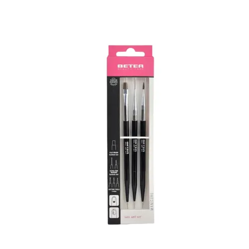 Kit de Pincéis Beter Beauty Care Para Unhas Com 3 Peças