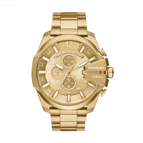 Relógio Diesel Masculino Cronógrafo Fundo Dourado com Pulseira de Metal Dourada DZ4360