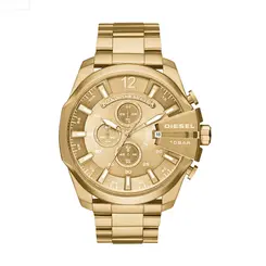 Relógio Diesel Masculino Cronógrafo Fundo Dourado com Pulseira de Metal Dourada DZ4360
