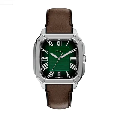Relógio Fossil Masculino Analógico Crosb Prata Couro Marrom FS6150