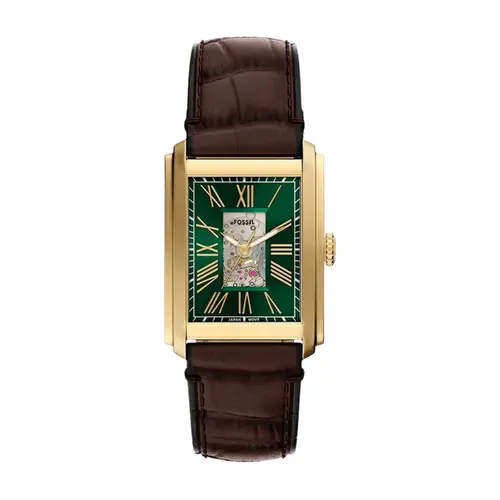 Relógio Fossil Masculino Analógico Fundo Verde Carraway com Pulseira Dourada ME3271
