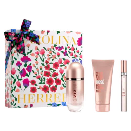 Kit Perfume Carolina 212 Vip Rosé Eau de Parfum 80ml + Body Lotion 100ml + Travel Size 10ml