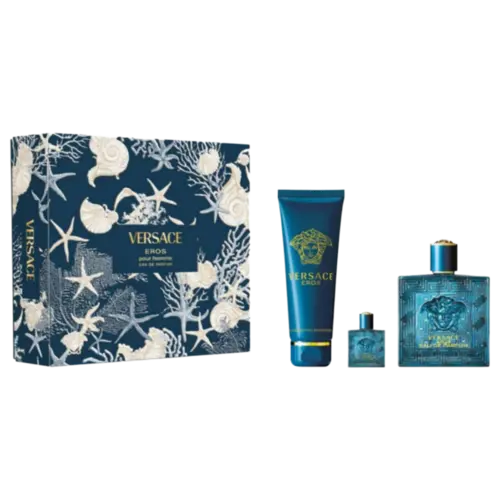Kit Perfume Versace Heros Pour Homme Eau de Parfum 100ml + Miniatura 5ml + Shower Gel 150ml Masculino