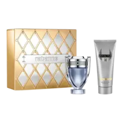 Kit Perfume Rabanne Invictus Eau de Toilette 50ml + Shampoo Cabelo e Corpo 100ml Masculino